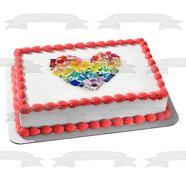 Heart Made of Craft Supplies Edible Cake Topper Image ABPID52563 Hot on Sale