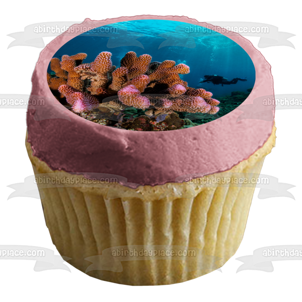 Deep Sea Diving Ocean Coral Edible Cake Topper Image ABPID52569 Fashion