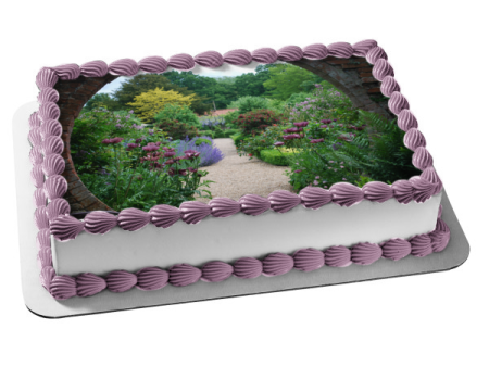 Flowers and Trees Landscape Edible Cake Topper Image ABPID52584 Discount