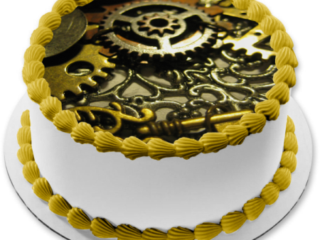 Steampunk Cogs Edible Cake Topper Image ABPID52564 Sale