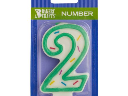 2 Green Sprinkle Numeral Candle Hot on Sale