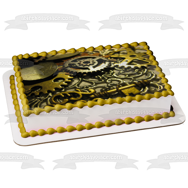 Steampunk Cogs Edible Cake Topper Image ABPID52564 Sale