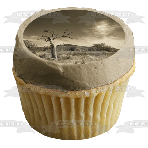 Trees Sepia Tone Bleak Landscape Edible Cake Topper Image ABPID52589 For Discount