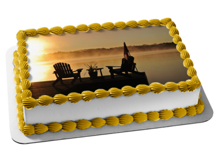 Chairs on a Dock at Sunset Edible Cake Topper Image ABPID52591 Online Sale