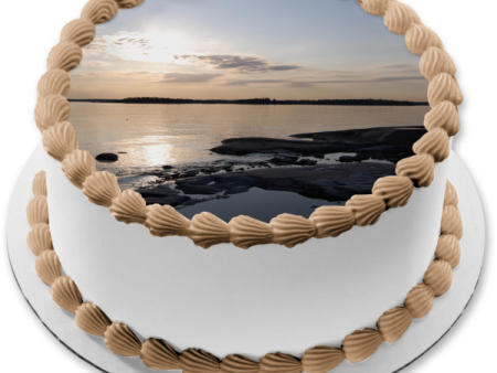 Sunset Over the Ocean Edible Cake Topper Image ABPID52572 Hot on Sale