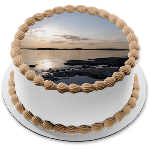 Sunset Over the Ocean Edible Cake Topper Image ABPID52572 Hot on Sale