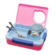 2 Decker Double Lock Stainless Steel Lunch  Tiffin Box (Pink Blue) For Sale