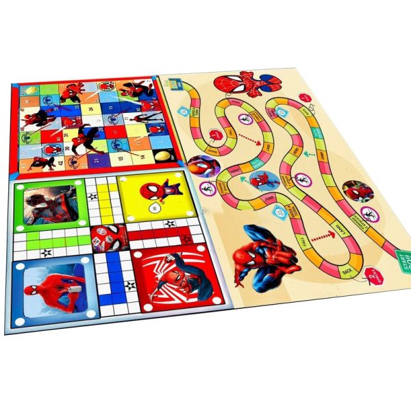 Spiderman Printed Jumbo 3 in 1 Ludo, Snake & Ladder and Town Game with Dice & Tokens Online now