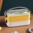 Double Storey Curvy handle Stainless Steel Lunch  Tiffin Box (Yellow Grey) Cheap