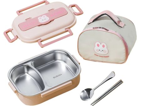 Insulated Rabbit Themed Lunch Box with Lunch Box Cover | Medium Size (Pink) For Cheap