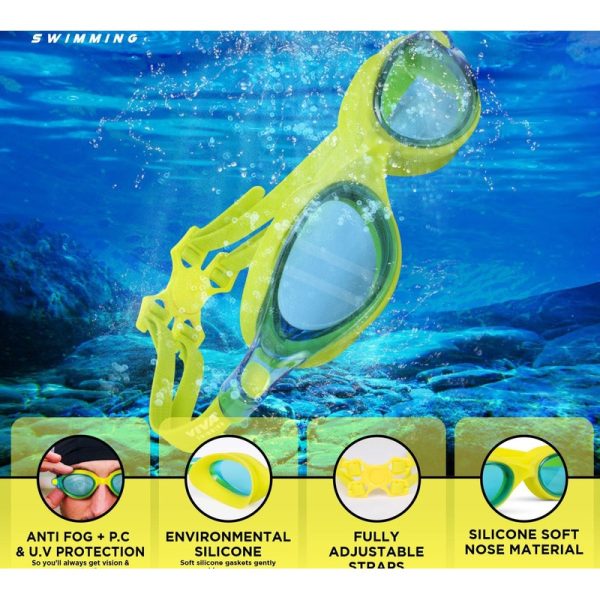 Viva Vision Swimming Goggles (Mirrored Nose Bridge, Anti-Fog and UV Protection) | 8 - 12 Years For Discount