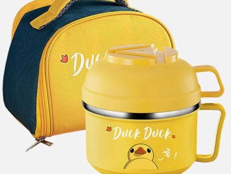 Yellow Duck Themed Handle Lunch Box with Matching lunch Box Cover Discount