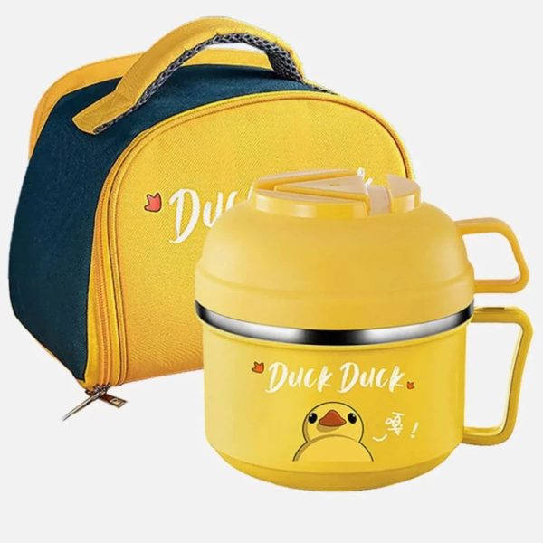 Yellow Duck Themed Handle Lunch Box with Matching lunch Box Cover Discount