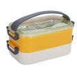 Double Storey Curvy handle Stainless Steel Lunch  Tiffin Box (Yellow Grey) Cheap