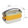 Double Storey Curvy handle Stainless Steel Lunch  Tiffin Box (Yellow Grey) Cheap