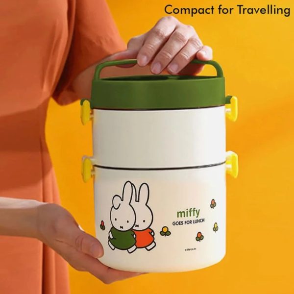 Vertical 2 Storey Kids Tiffin lunch Box (Green Cream) Hot on Sale