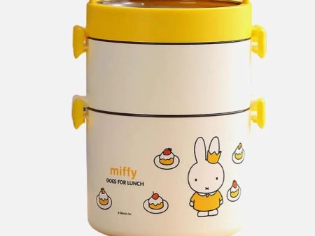 Vertical 2 storey Kids Tiffin Lunch Box (Yellow Cream) Supply