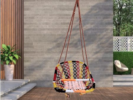 Cotton Single Seater Jhula Swing Chair Folding Washable with Safety Belt and Comfort Back Seat Sale