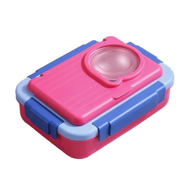 2 Decker Double Lock Stainless Steel Lunch  Tiffin Box (Pink Blue) For Sale