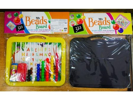 My Beads Board 2 In 1 Count N Learn With Chalk & Duster For Kids Scribble, Counting, Drawing, Writing Board For Pre-school & Kindergarden Children For Sale