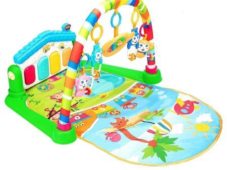 Baby Play Mat Gym & Fitness Rack with Hanging Rattles Lights & Musical Keyboard - Beach Theme on Sale