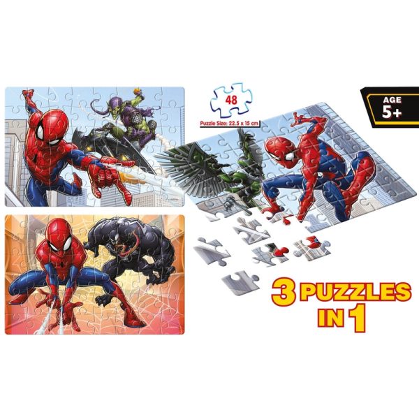 Spider-Man - 3 in 1 Puzzle - 48 Pieces Each on Sale