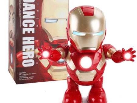 360 Degree Rotating Dancing Iron Man with Bump and Go Action, 3D Light Music and Dancing Cheap