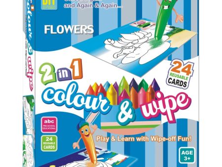 2 in 1 Colour & Wipe (Flowers + Transport) - 24 Cards For Discount