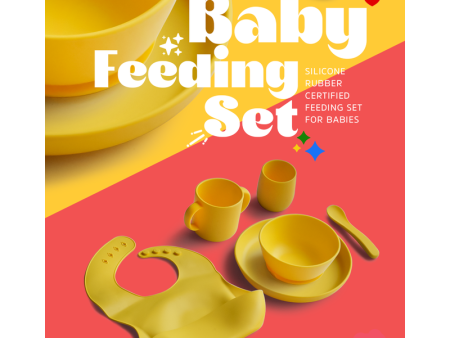 6 Piece Certified Silicone Baby Feeding Set (Microwave & Dishwasher Safe) - Yellow For Cheap