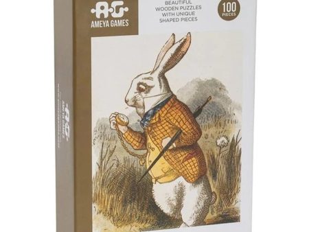 The White Rabbit - 100 Piece Fun Wooden Jigsaw Puzzle For Cheap