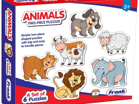 Animals - A Set of 6 Shaped Puzzles - 2 Pieces each Cheap