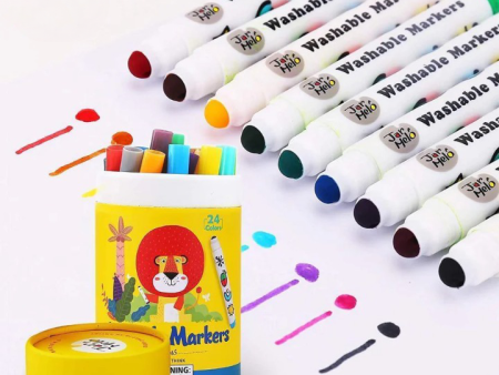 Special Round Tip Washable Markers (24 Colors) For Discount