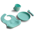 4 Piece Certified Silicone Baby Feeding Set (Microwave & Dishwasher Safe) - Blue Sale