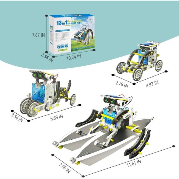 13 in 1 Educational Hybrid Solar Robot Kit Station Activity Toys Game for Kids (DIY-Do It Yourself) For Project Art  & Craft - Multicolored Discount