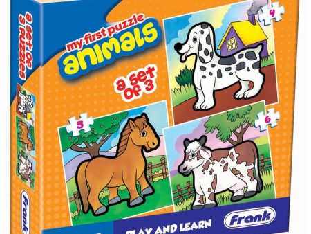 Animals - A Set of 3 First Puzzles - 4, 5 & 6 Pieces Online Sale