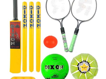 3 in 1 Super Sports Combo (Cricket | Badminton | Football) Cheap