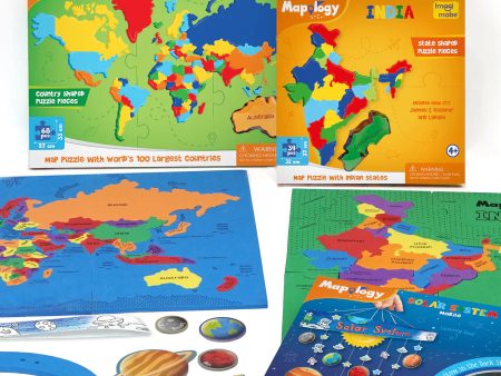 Mapology Combo: India & World Map Puzzle and Solar System Mobile - DIY Hanging Craft Kit For Discount