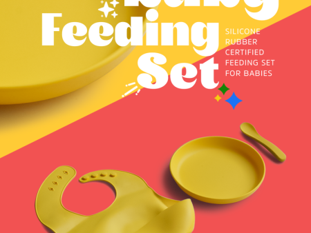 3 Piece Certified Silicone Baby Feeding Set (Microwave & Dishwasher Safe) - Yellow Discount