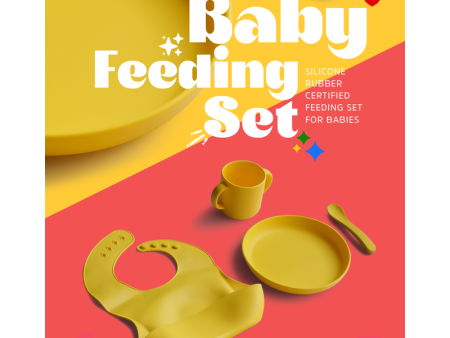 4 Piece Certified Silicone Baby Feeding Set (Microwave & Dishwasher Safe) - Yellow For Cheap