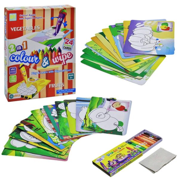 2 in 1  Colour & Wipe (Fruits + Vegetable) - 24 Cards Online now