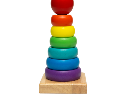 Wooden Rings Stacking Tower | 7 Rings Multicolor Stacking Puzzle Toy for Kids & Children | Early Educational & Development Learning Game Online now