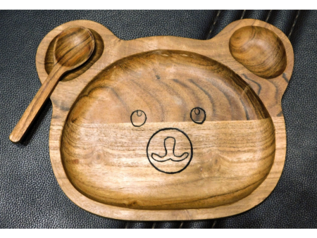 Wooden Bear Shaped Plate and a Spoon Fashion