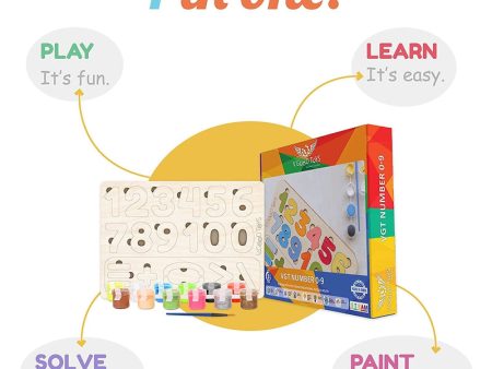 Sustainable STEAM Wooden Number Puzzle Set with Paint and Brush for Kids Online