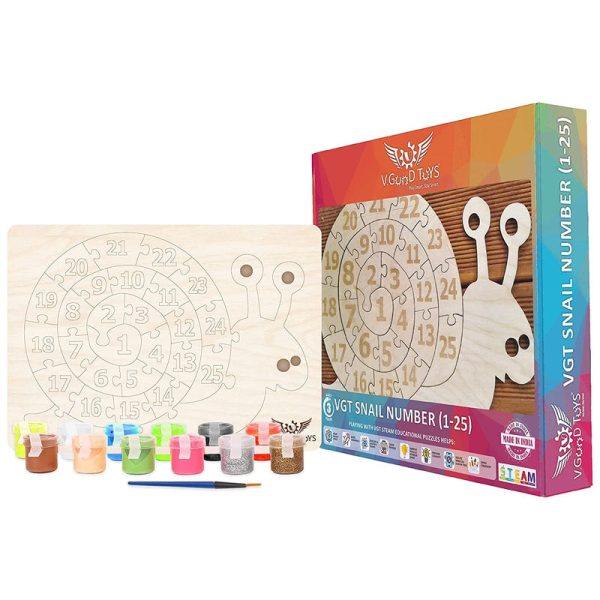 26 Piece STEAM-Based Snail Number Puzzle with Paint and Brush - Educational and Creative Gift for Kids Online now