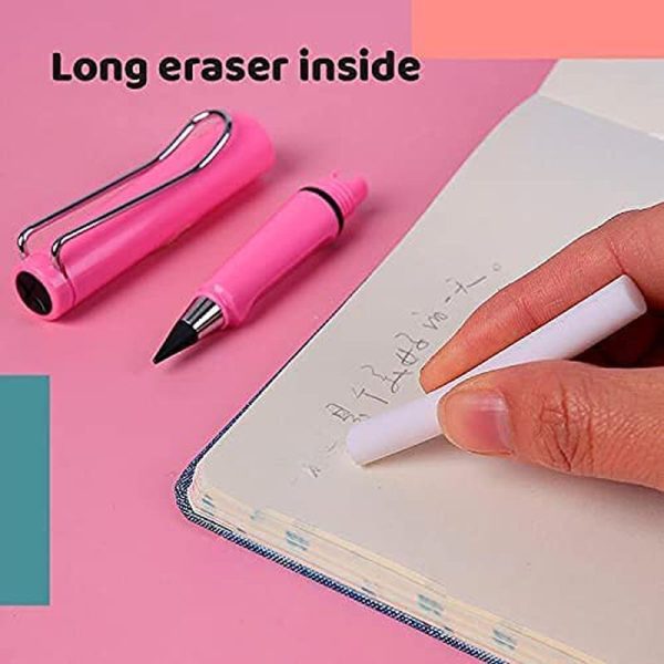 Everlasting Pencil Technology Unlimited Writing Eternal Pencil No Ink Magic Pencils, Plastic Clip Inkless Pencil With Eraser for Kids, Drawing, School, Artist-Birthday Gift Return Gift (Pack of 3) on Sale