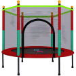 Black Powder Coated Frame Trampoline with Safety Enclosure Net and Spring Pad - 55 inch (Support Upto 100 KG) - Red and Green (COD Not Available) Online